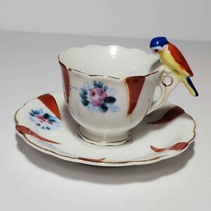 Small Cup and Saucer Parrot Handle Vintage